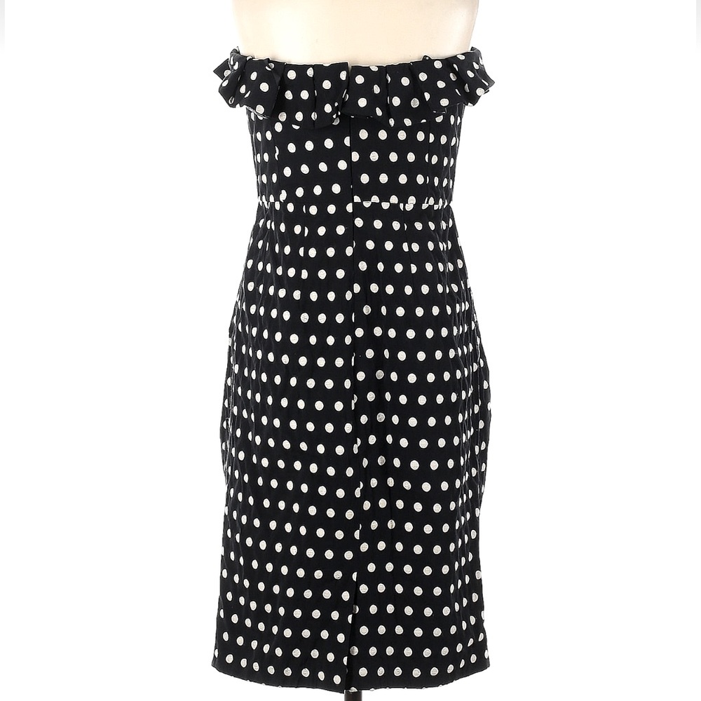 Vintage Maggy London Black & White Polka Dot Strapless Dress Retro Pinup Size 4 - Picture 2 of 4